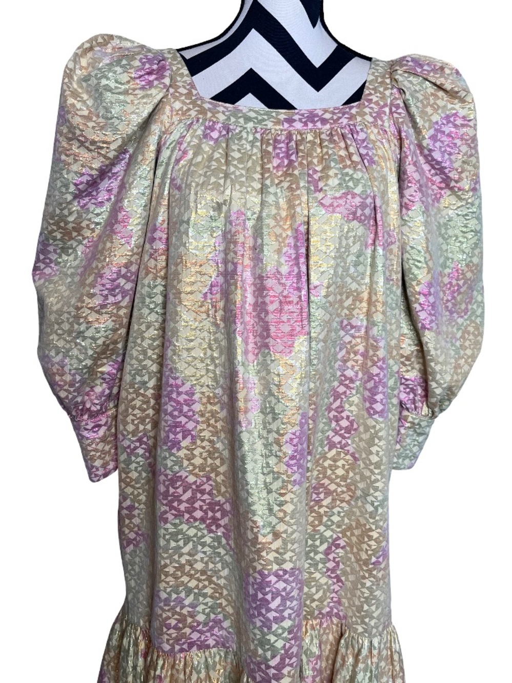 Mr. Larkin Pastel Ethereal Fairy Coquette Metallic Ode Sz S Midi Dress - Picture 3 of 15